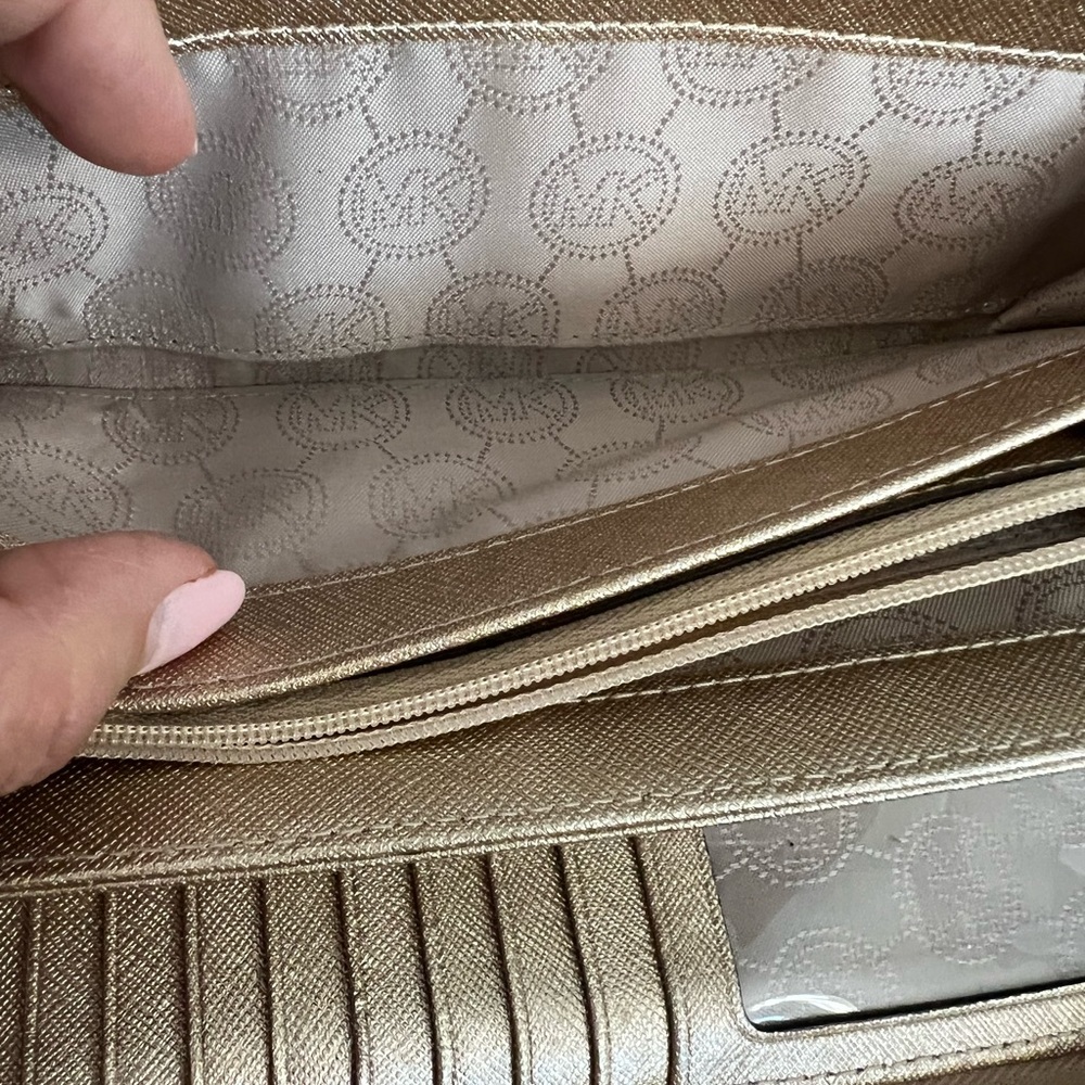 Michael Kors metallic gold zip up wallet or clutch. - Picture 5 of 10